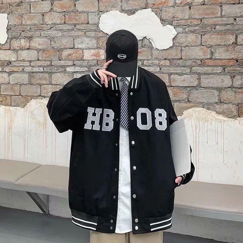 Áo khoác bomber unisex, Áo khoác nam nữ form dáng rộng bóng chày Hàn Quốc H08