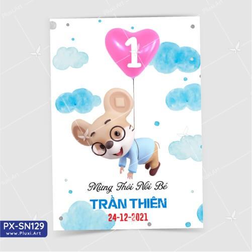 Thiệp thôi nôi – sinh nhật Pluxi bé Trai tuổi Sửu