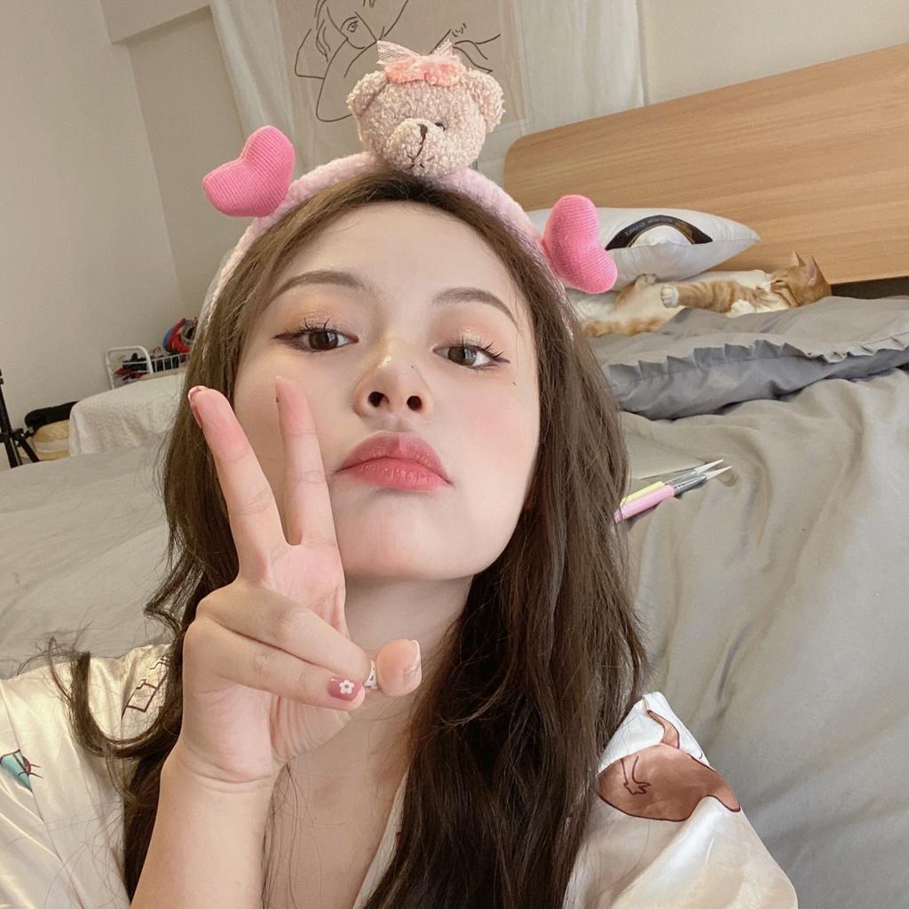 Bờm tóc , Băng Đô Rửa Mặt  gấu trái tim Hàn Quốc cute PT12