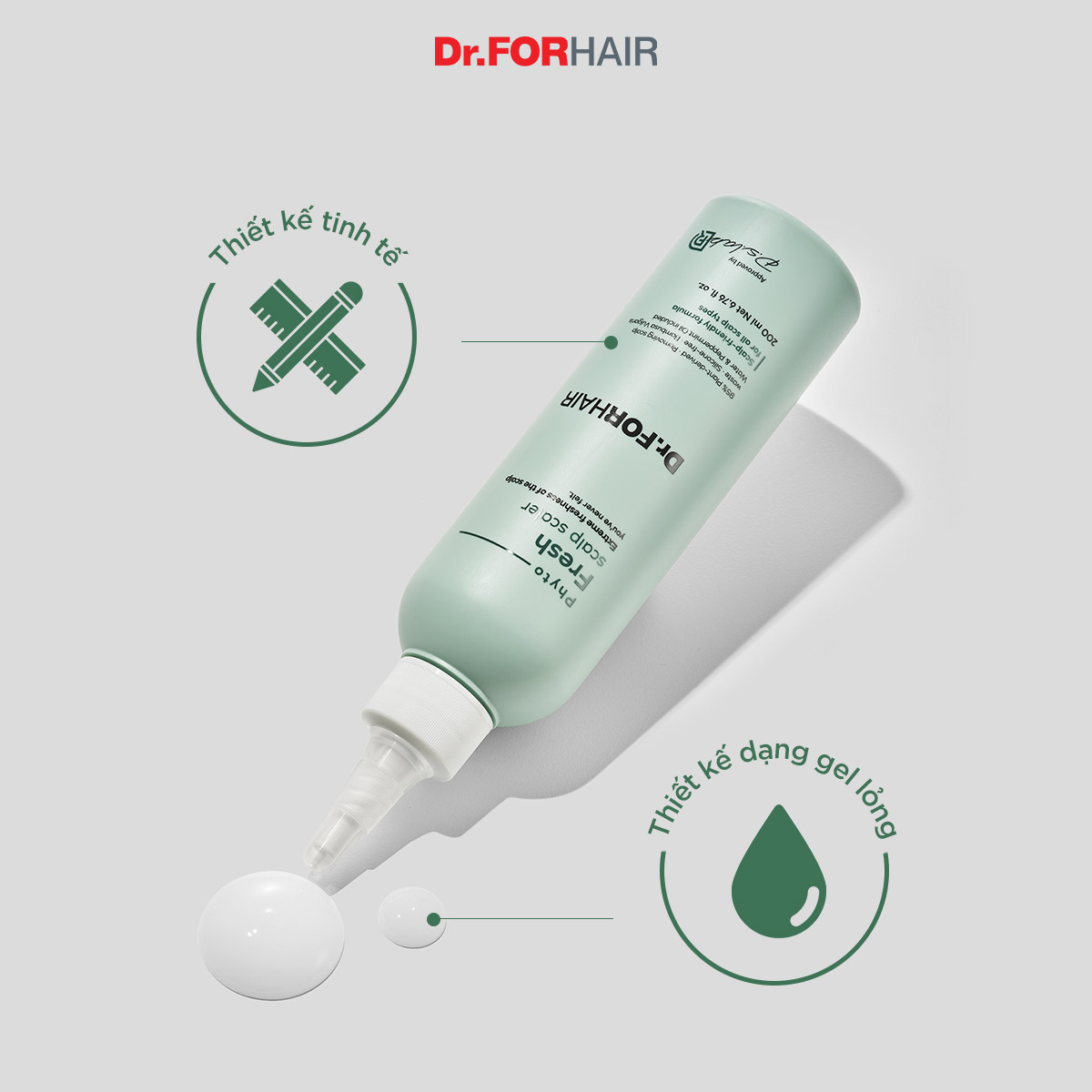 Tẩy tế bào chết cho da đầu chiết xuất thực vật giảm dầu giảm nhờn giảm mùi hôi cho da đầu Dr.FORHAIR Phyto Fresh Scalp Scaler