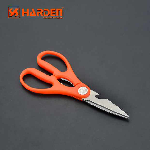 Kéo Thép Đa Năng HARDEN 570361 Hàng Chính Hãng, Kéo Làm Bếp, Cắt Thịt, Rau Củ Quả ... Làm bằng thép không gỉ chất lượng cao, độ dày 2mm; Độ cứng của lưỡi: HRC 54-56, Tay cầm bằng nhựa ABS