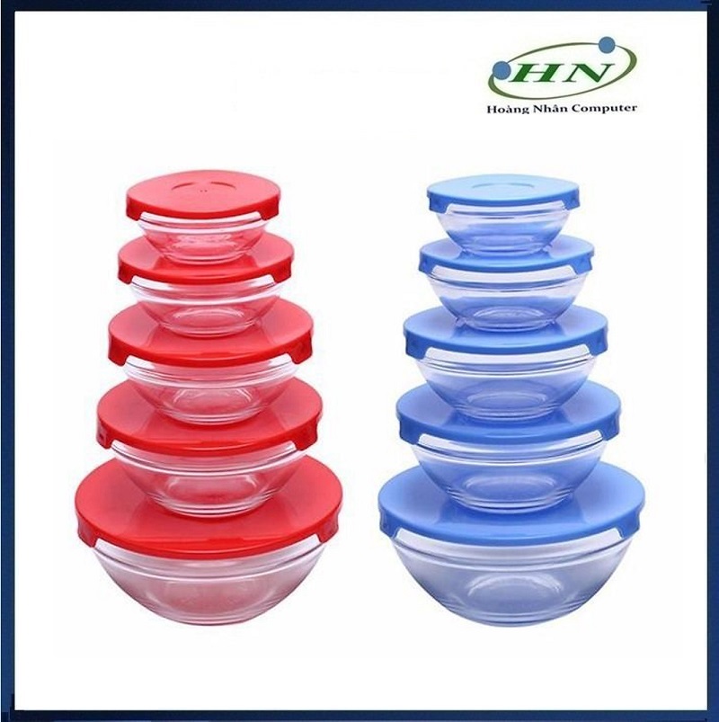 BỘ 5 BÁT THỦY TINH CÓ NẮP - HN
