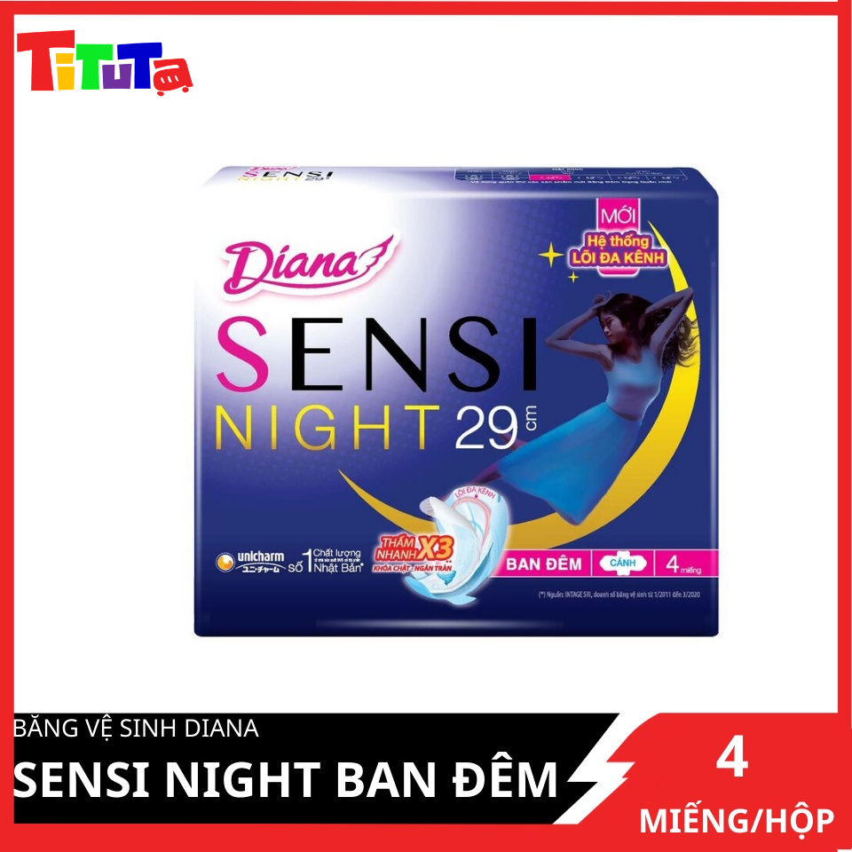 Băng vệ sinh Diana Sensi Night Ban Đêm 29cm 4 miếng/gói