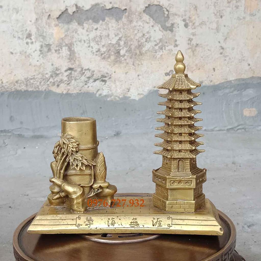 Tháp văn xương 9 tầng có ống bút, tháp văn xương bằng đồng