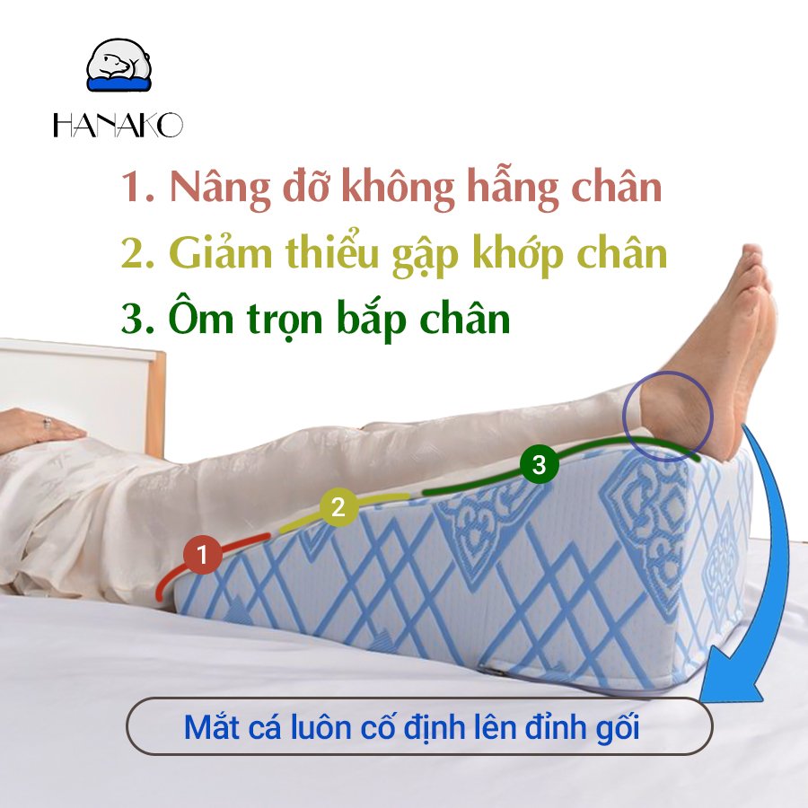 GỐI KÊ CHÂN CHUYÊN DỤNG HANAKO CHIỀU CAO 22CM - HÀNG THƯƠNG HIỆU