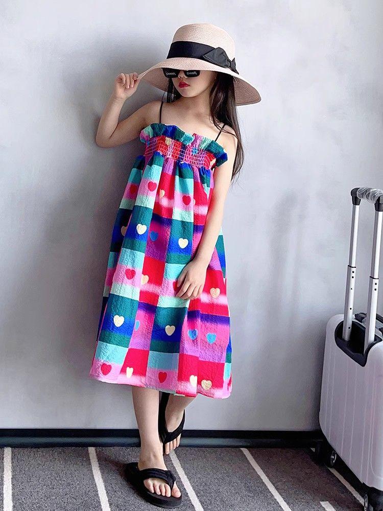CHENGRUI Bealy cô gái ăn mặc Hàn Quốc trẻ em ăn mặc dễ thương tươi net đỏ cao cấp phong cách phương Tây cô gái sen thắt lưng váy