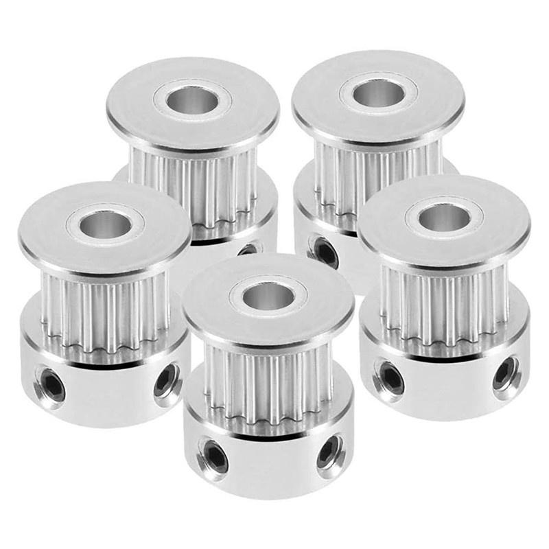 Set 5 Bánh Xe Ròng Rọc Gt2 16 Răng 5mm Bằng Nhôm Kèm 1 Chìa Khóa Lục Giác 6mm