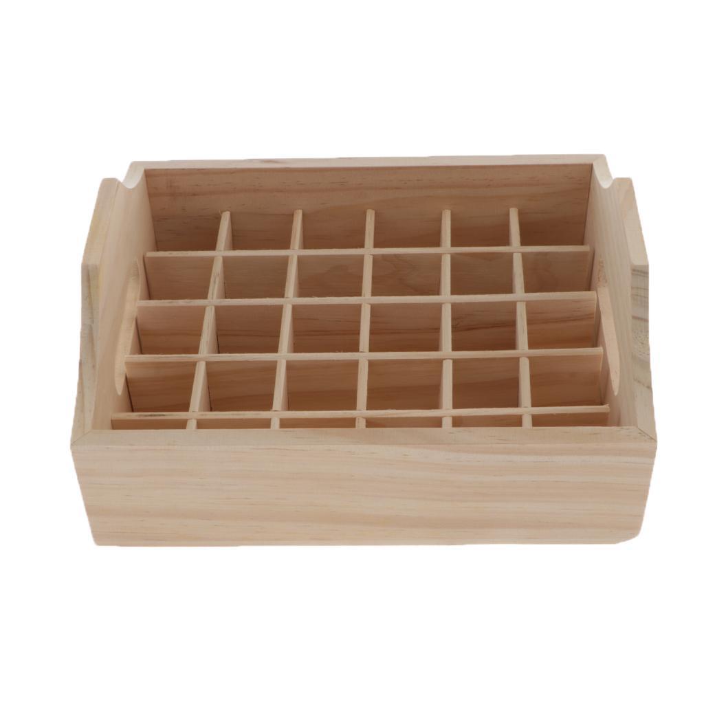 2pcs 40 Slots Natural Wooden Essential Oil Storage Rack Holder Makeup Shelf Show