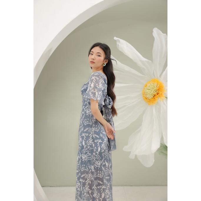 Đầm maxi buộc nơ sau lưng thắt nơ 2 kiểu chất liệu voan lụa mềm mịn, may hai lớp CLARA MARE Stylized Maxi Dress DRE4019