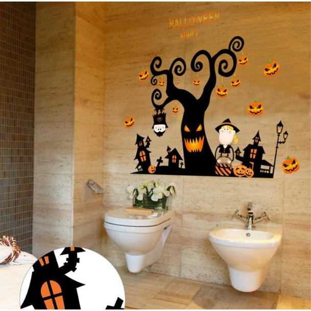 Decal trang trí tường - Cây Ma Kinh Dị Halloween