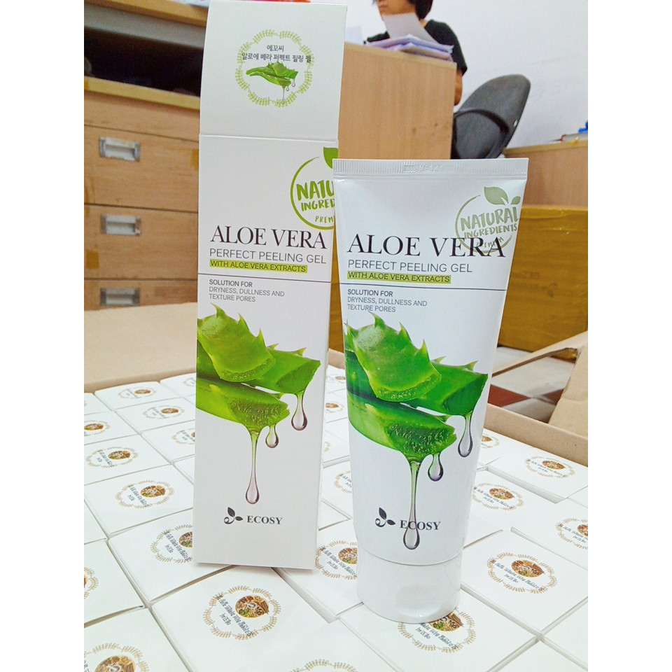 GEL TẨY TẾ BÀO CHẾT NHA ĐAM ECOSY ALOE VERA PERFECT PEELING GEL 180g