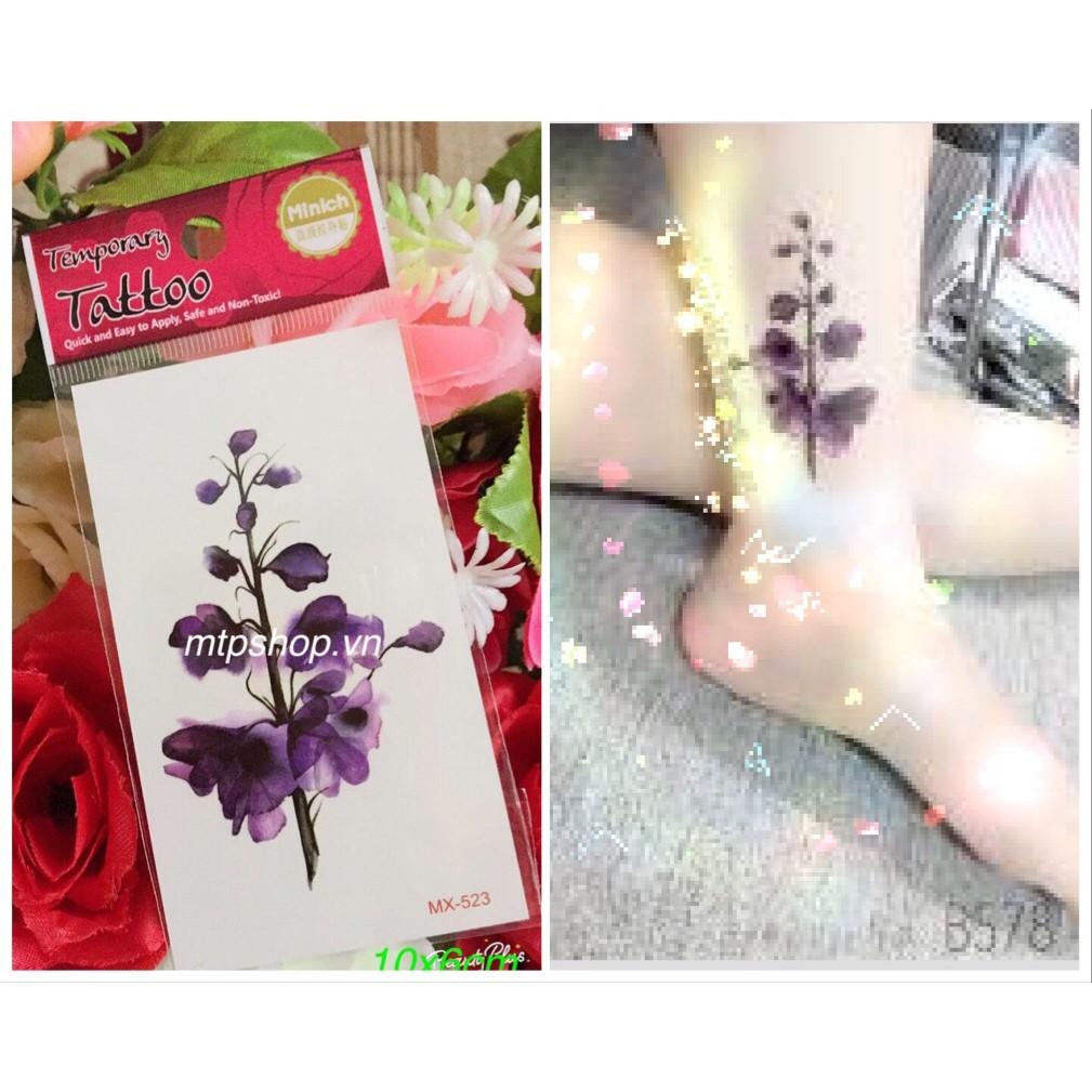 Hình xăm dán hoa và chữ ký 10x6cm+ quà tặng kèm