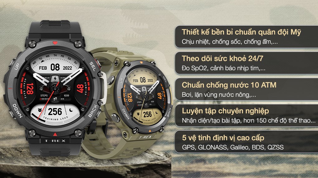 Đồng Hồ Thông Minh Xiaomi AMAZFIT T-REX 2 | Giao Diện Tiếng Việt | Phiên Bản Quốc Tế - Hàng Chính Hãng 