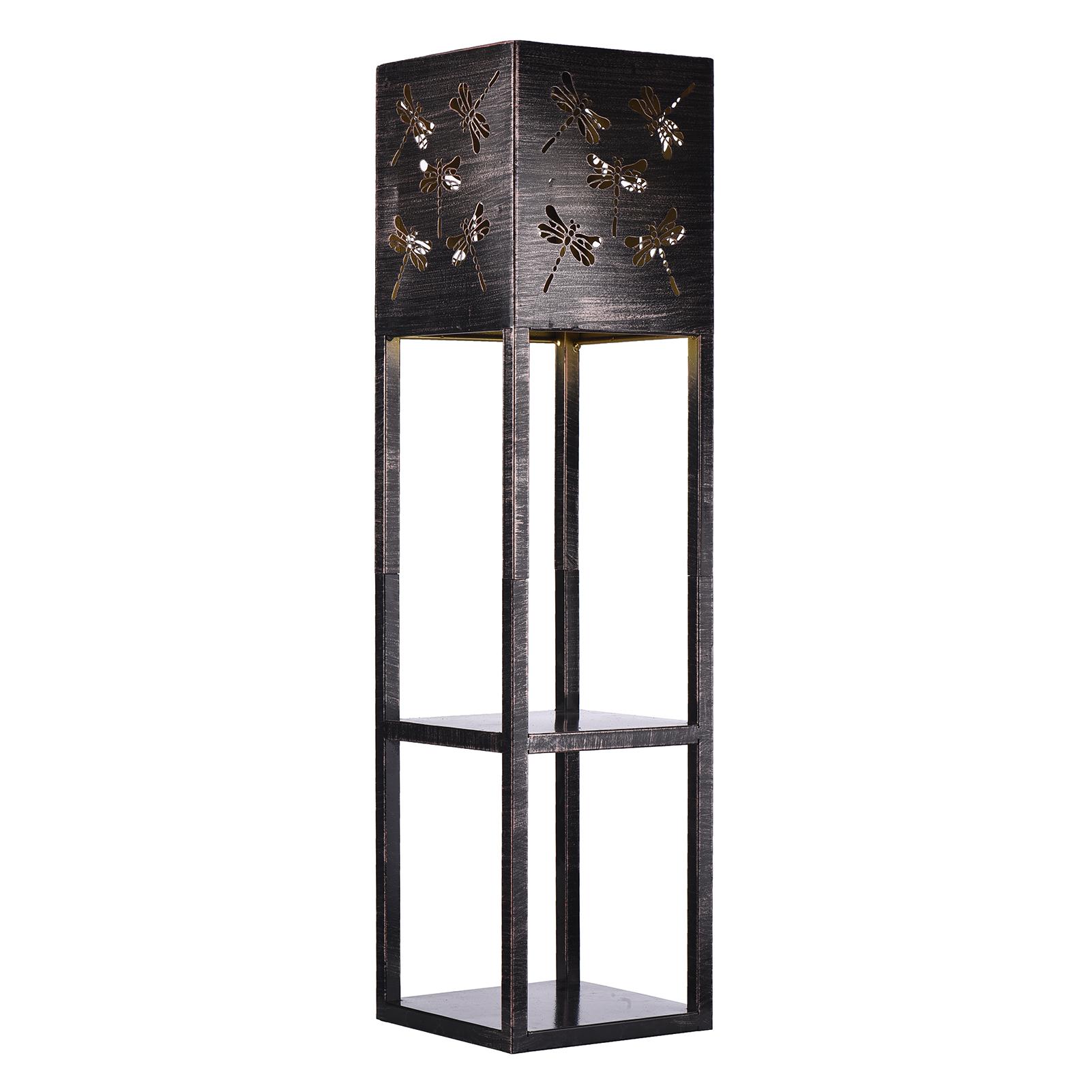 Đèn sàn năng lượng mặt trời ngoài trời với kệ kép, chất liệu kim loại, 2 tầng