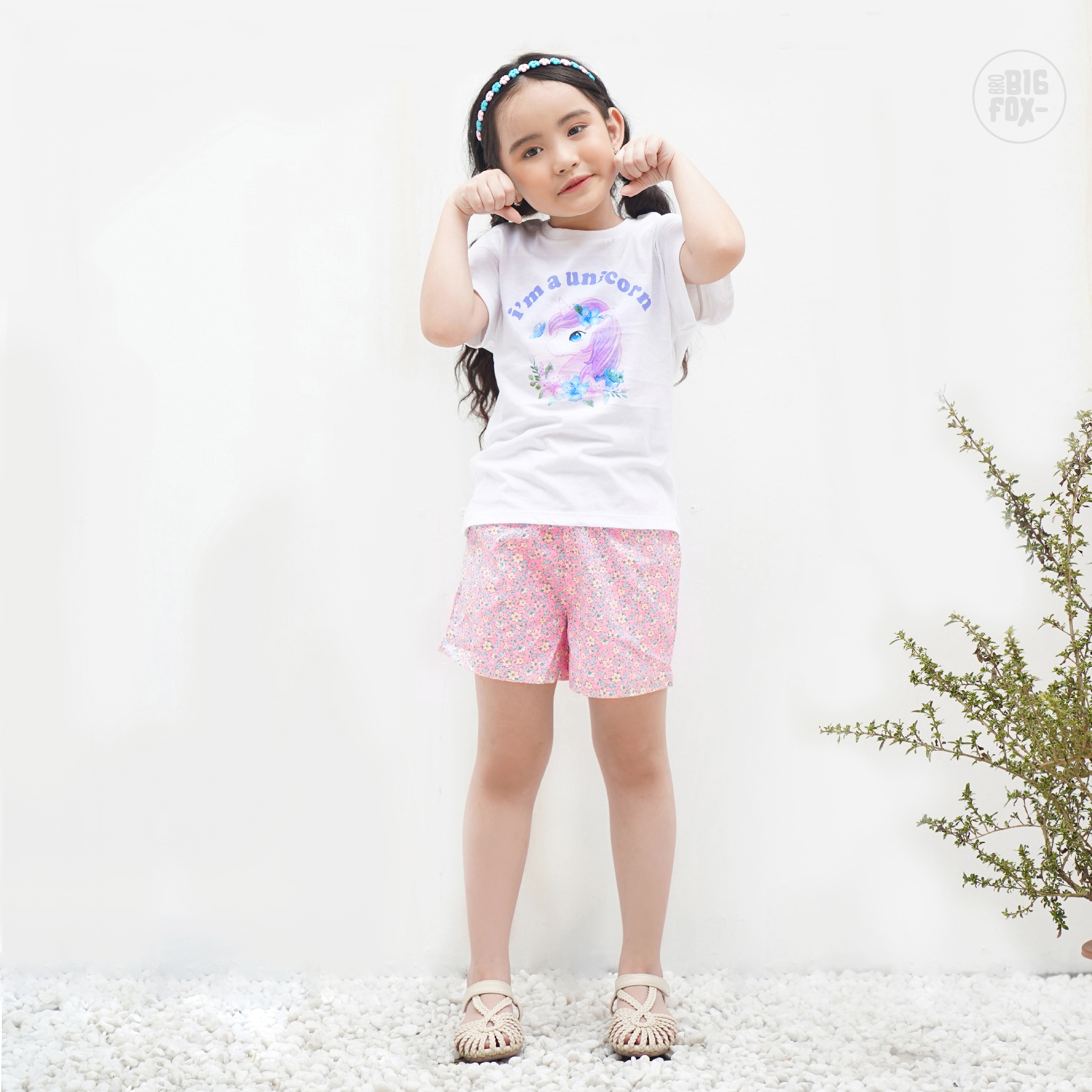 Bộ Quần Áo Bé Gái Bộ Cộc Tay Cho Bé Miss Meow Chất Cotton In Hình Unicorn, Size Đại