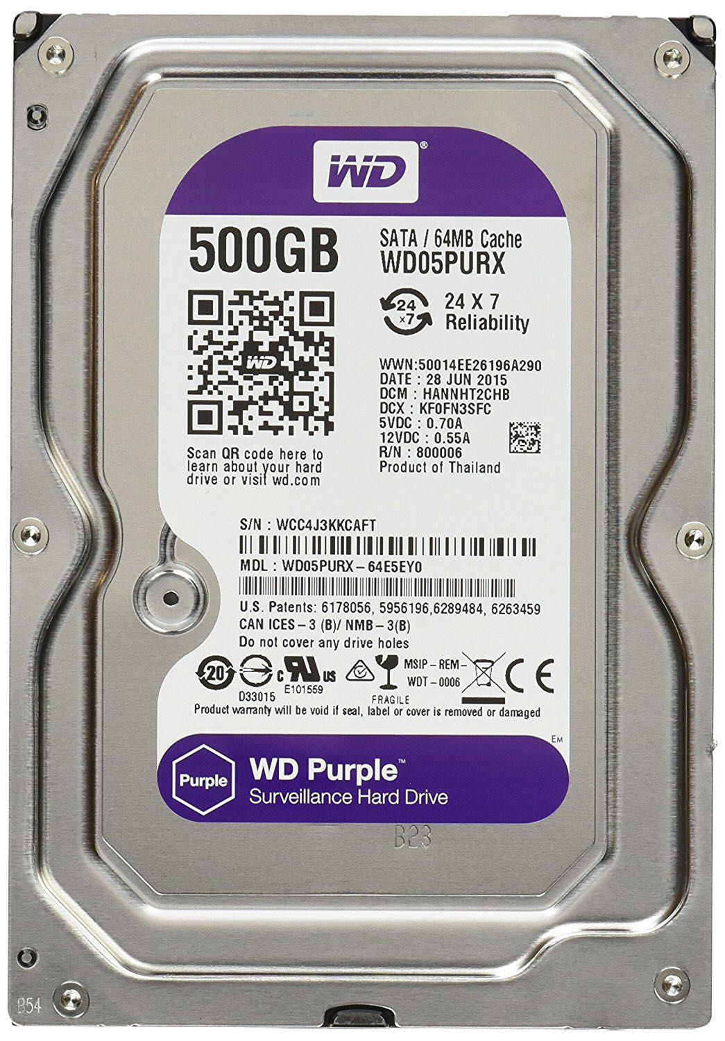 Ổ Cứng Camera HDD 500Gb WD Purple Surveilance - hàng nhập khẩu