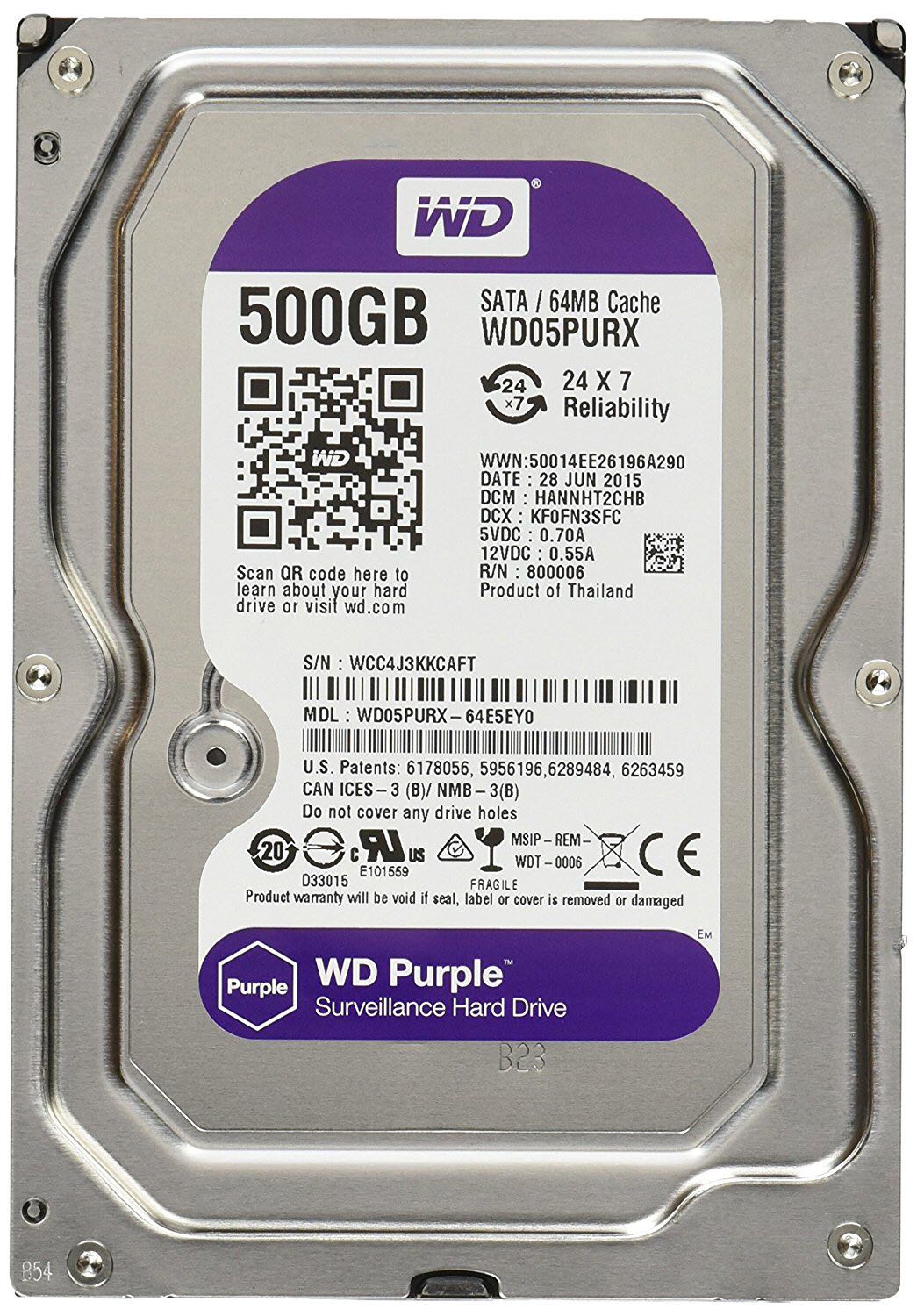 Ổ cứng HDD 500G Western Tím - Tặng cáp SATA 3.0 - Hàng Nhập Khẩu