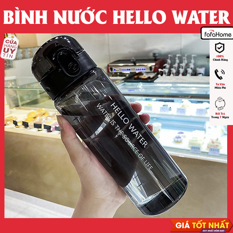 Bình Đựng Nước Cute Nhỏ Gọn Tiện Lợi Phong Cách Thể Thao Năng Động, Bình Nước Cho Bé Dễ Thương 780ml Hello Water