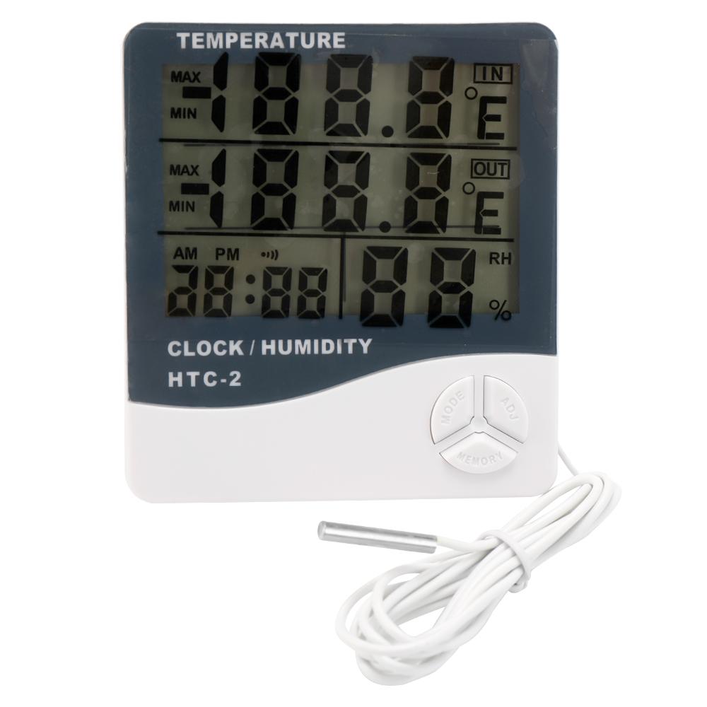 Indoor and Outdoor Large Screen Digital Display Temperature and Humidity Meter Time Calendar Alarm Temperature Meter and Hygrometer