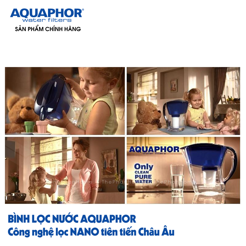 Bình Lọc Nước Uống AQUAPHOR Châu Âu - Công nghệ NANO, Đầy đủ mẫu mã, Không cần dùng điện - Hàng Chính Hãng