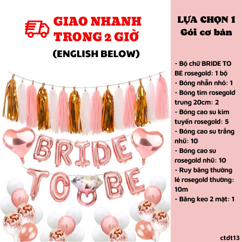 Bộ bong bóng trang trí tiệc chia tay độc thân màu hồng Rosegold Ctdt13
