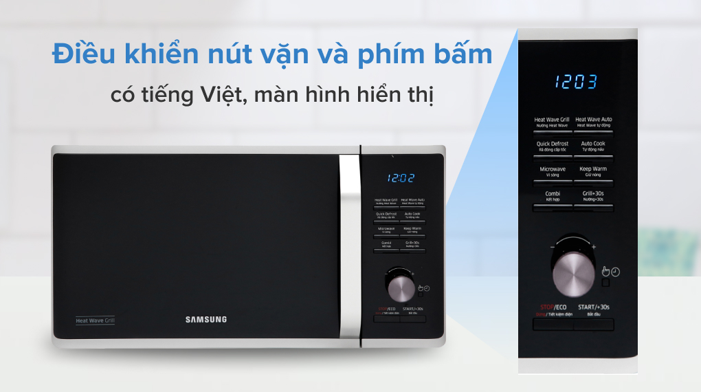 Lò vi sóng tráng men Samsung Dòng nướng MG23K3575AS - Hàng chính hãng