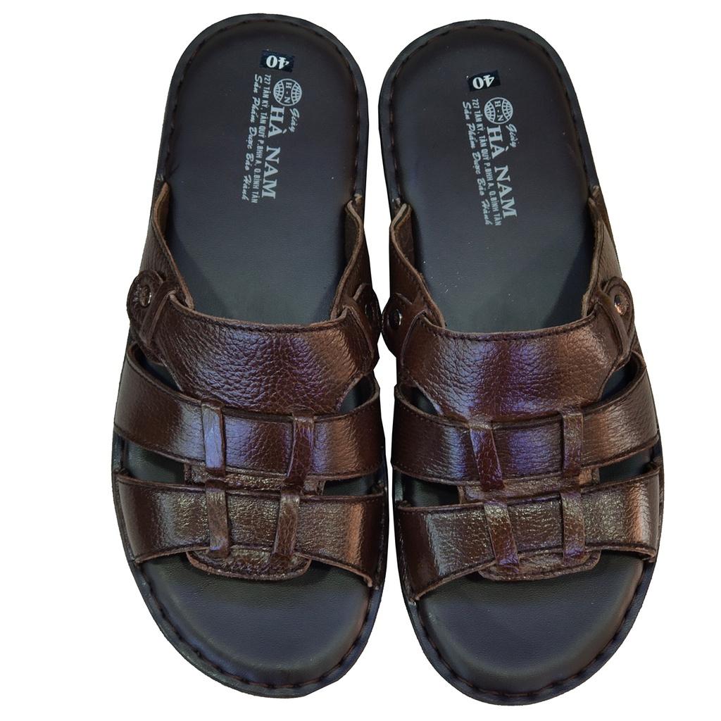 Dép Nam Quai Ngang Da Bò Thật TiTi ĐÔ Cao Cấp DNA2118d