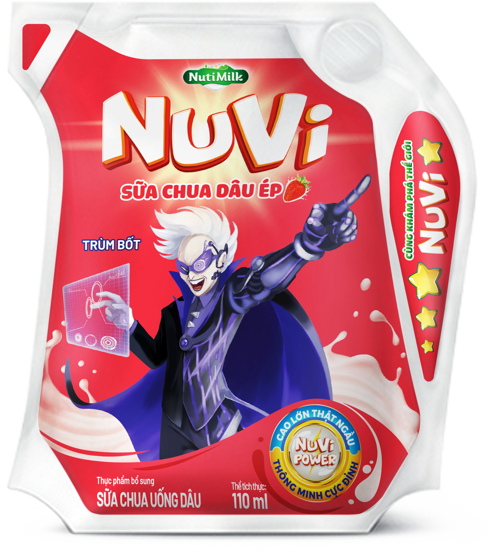 NuVi Sữa chua Dâu Ép túi NuVi Power 110 ml NDT110TI NUTIFOOD