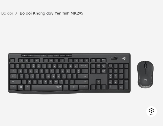 Bộ đôi bàn phím và chuột Không dây Yên tĩnh Logitech MK295 - Hàng chính hãng