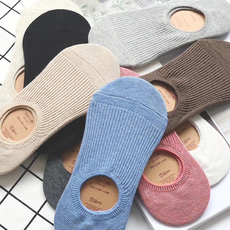 Bộ 5 đôi tất bàn chân nữ Sox Lab Co dãn 4 chiều Size (22-24cm), có đệm silicon ở gót chống tuột