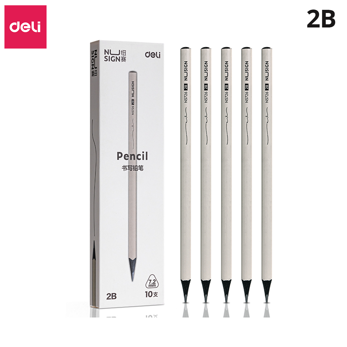 Bút Chì 2B HB Gỗ Nusign Deli Lõi Đen Cao Cấp Chì Đậm Tô Trắc Nghiệm Làm Bài Kiểm Tra Nhạy Với Máy Chấm Thi Học Sinh