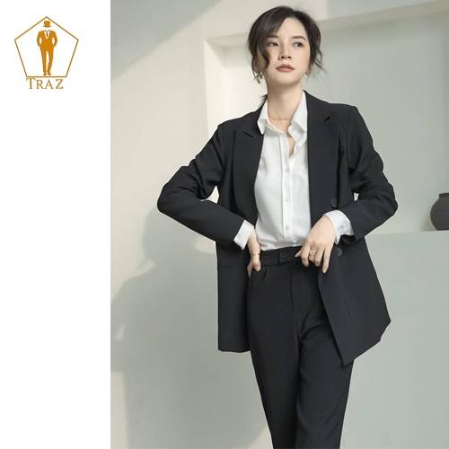 Áo blazer Nữ TRAZ 2 lớp Áo vest khoác Ngoài Màu Đen, Xanh, Nâu form rộng Unisex Hàn quốc sang chảnh