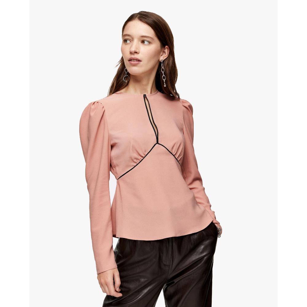 TOPSHOP - Áo kiểu nữ cổ tròn tay dài AUSTIN Plain Pink 13D21RPPK