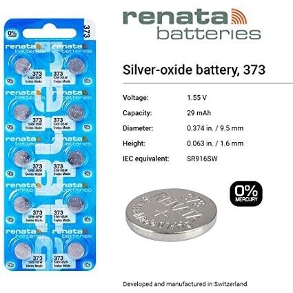 Pin đồng hồ Thụy Sỹ RENATA 373 / SR916SW oxit bạc Made in Swiss (Dạng vỉ 10 Viên)