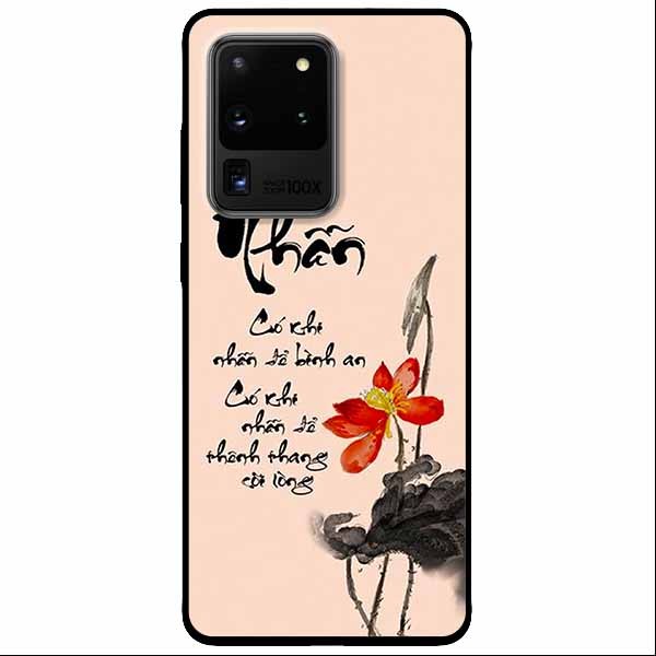 Ốp lưng in cho Samsung S20 Ultra Mẫu Thư Pháp Nhẫn Nền Hồng