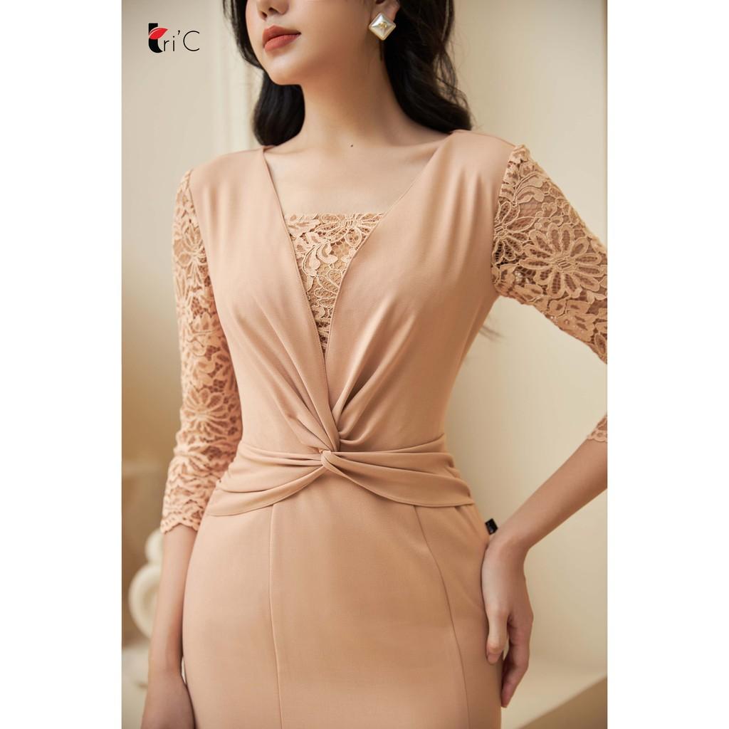 Đầm ôm đuôi cá tay ren cổ vuông Tri'C Luxury A21820