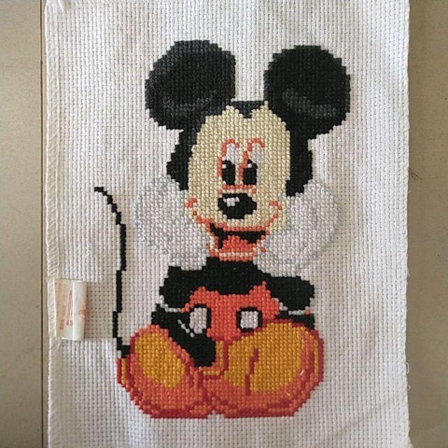 (ĐÃ THÊU) Tranh thêu thành phẩm CHUỘT MICKEY 20×25cm