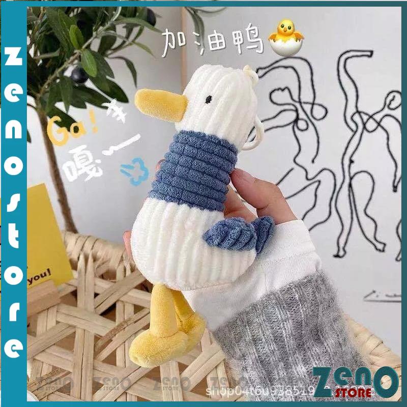 Móc khóa vịt vằn nhồi bông, móc khóa treo chìa khóa, treo balo, trang trí