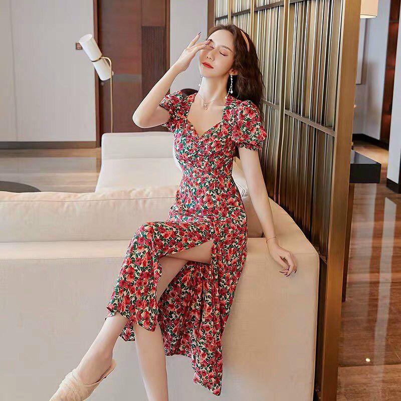 ĐẦM HOA NHÍ CỔ LỤC GIÁC TAY PHỒNG 2 Màu
