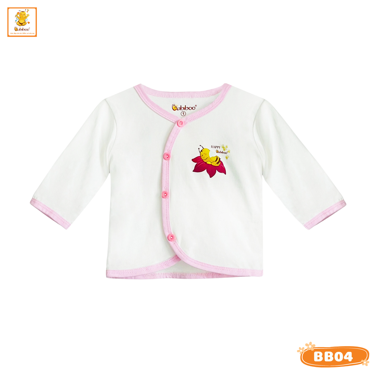 Áo sơ sinh cho bé BABIBOO vải cotton co dãn 2 chiều, mềm mịn, thâm hút mồ hôi BB04