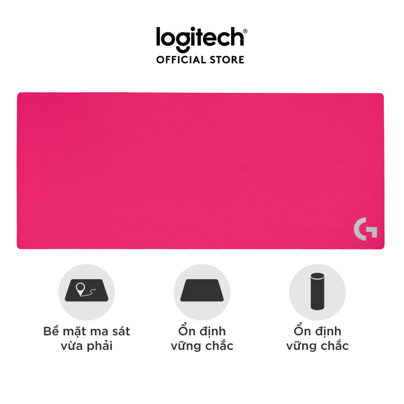 Bàn di chuột cỡ lớn Logitech G840 XL màu hồng Magneta - Bề mặt điều chỉnh hiệu suất, Đế cao su ổn định -Hàng chính hãng