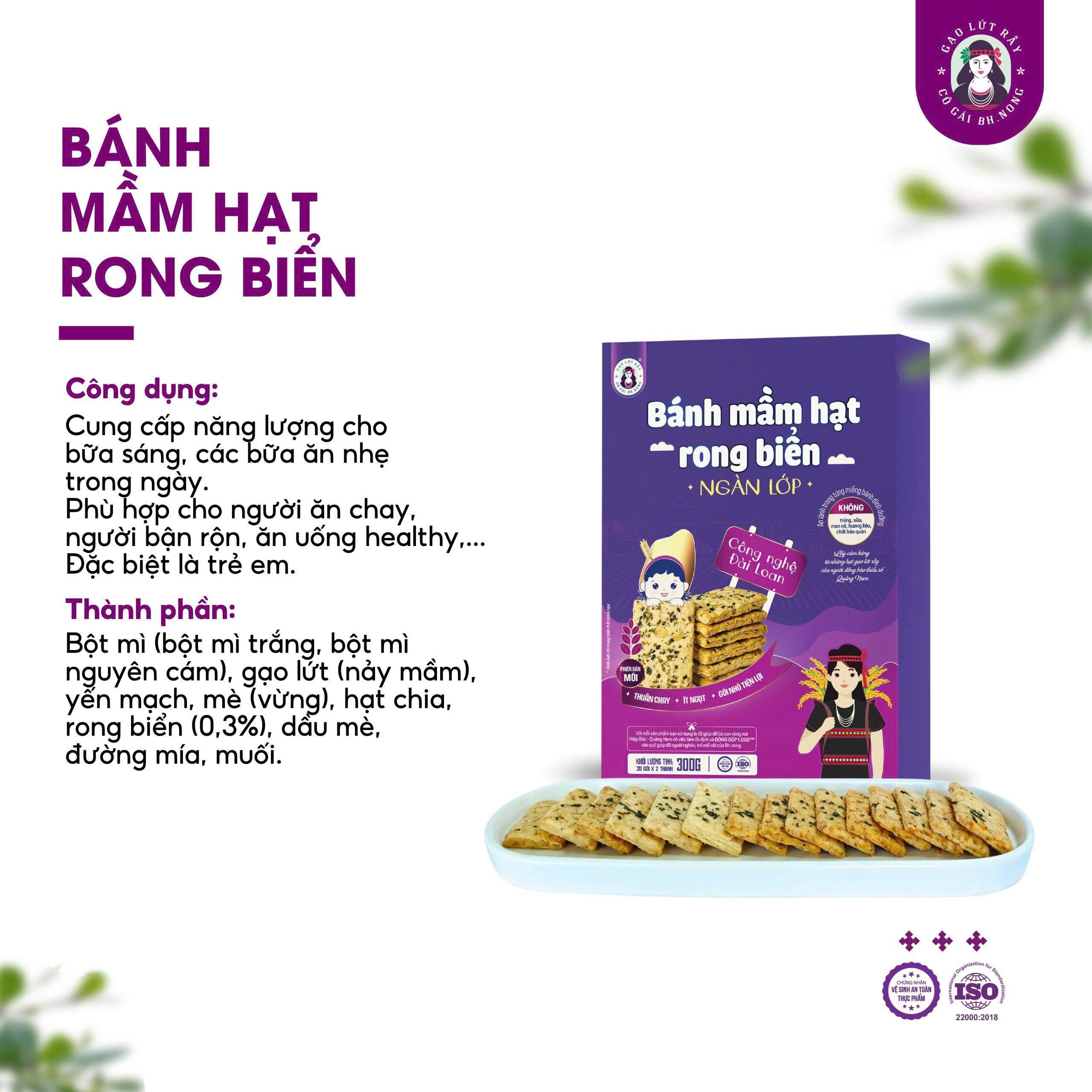 Combo 3 Hộp Bánh Mầm Hạt Yến Mạch Bh.Nong (Mỗi Hộp 300g) - Ăn Chay, Ăn Vặt Healthy, Ăn Dặm Cho Bé, Bữa Sáng, Bữa Phụ