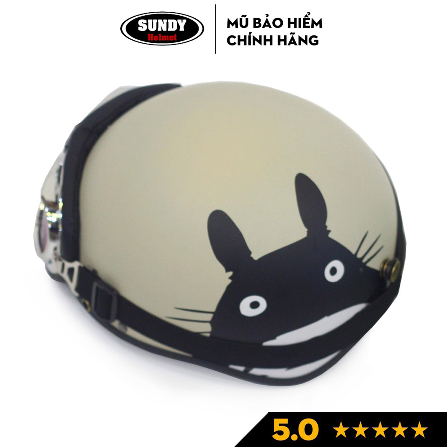 Mũ bảo hiểm xe máy SUNDY thời trang, họa tiết Mèo Totoro cute, kiểu dáng nửa đầu 1/2 Freesize (55-59cm)