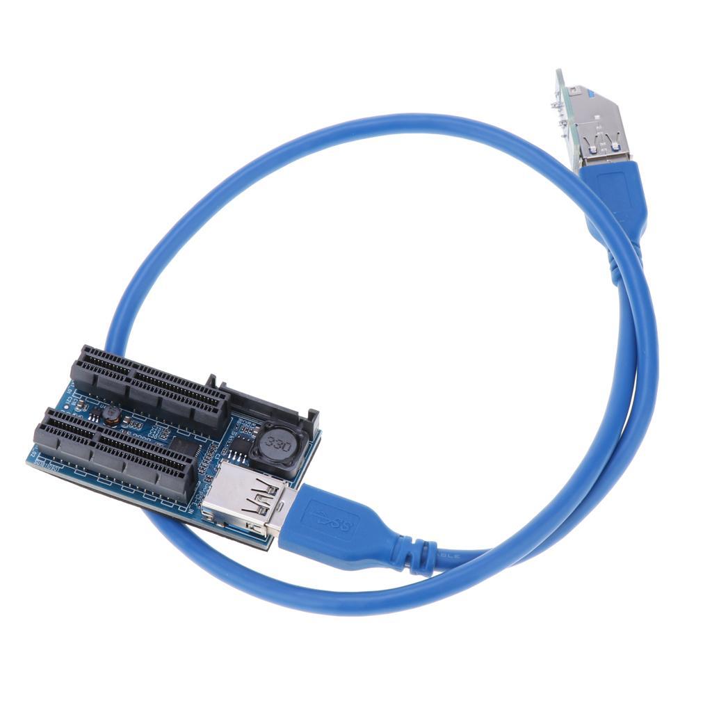 Express -E 1x To Dual 4x Extender Riser Card Adapter USB 3.0 Cable
