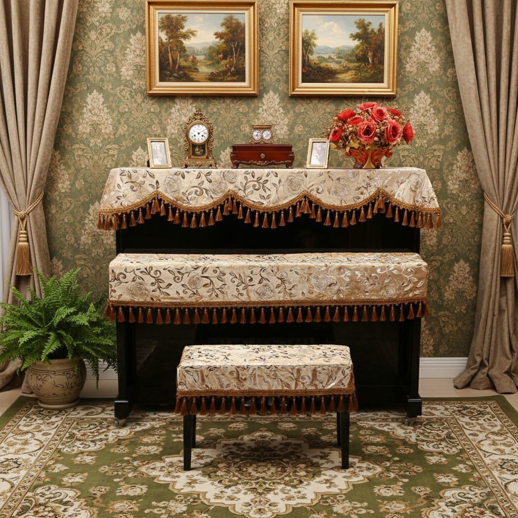 Khăn phủ đàn piano cơ đàn piano điện tử 88 phím sang trọng cổ điển trang trí giáng sinh noel năm mới Tết sinh nhật - Hàng chính hãng