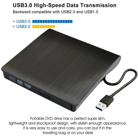 Ổ đĩa quang CD/DVD-RW cắm ngoài USB 3.0, Type-C cho Macbook, Laptop,Máy tính cây để bàn-Hàng Chính Hãng