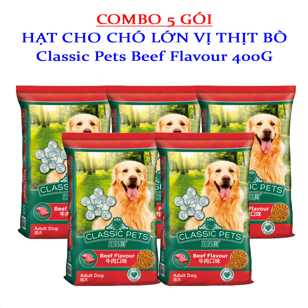 Thức Ăn Hạt Khô Cho Chó Lớn Classic Pet Adult Beef Flavour Vị Thịt Bò 400g