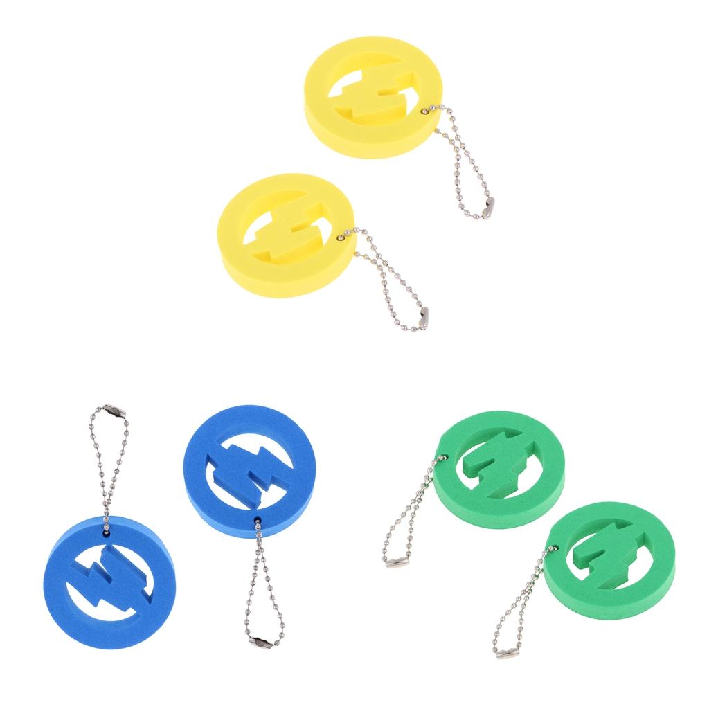 2x2 Pieces Round Buoy EVA Floating Keychain Keyring Water Key Float Blue