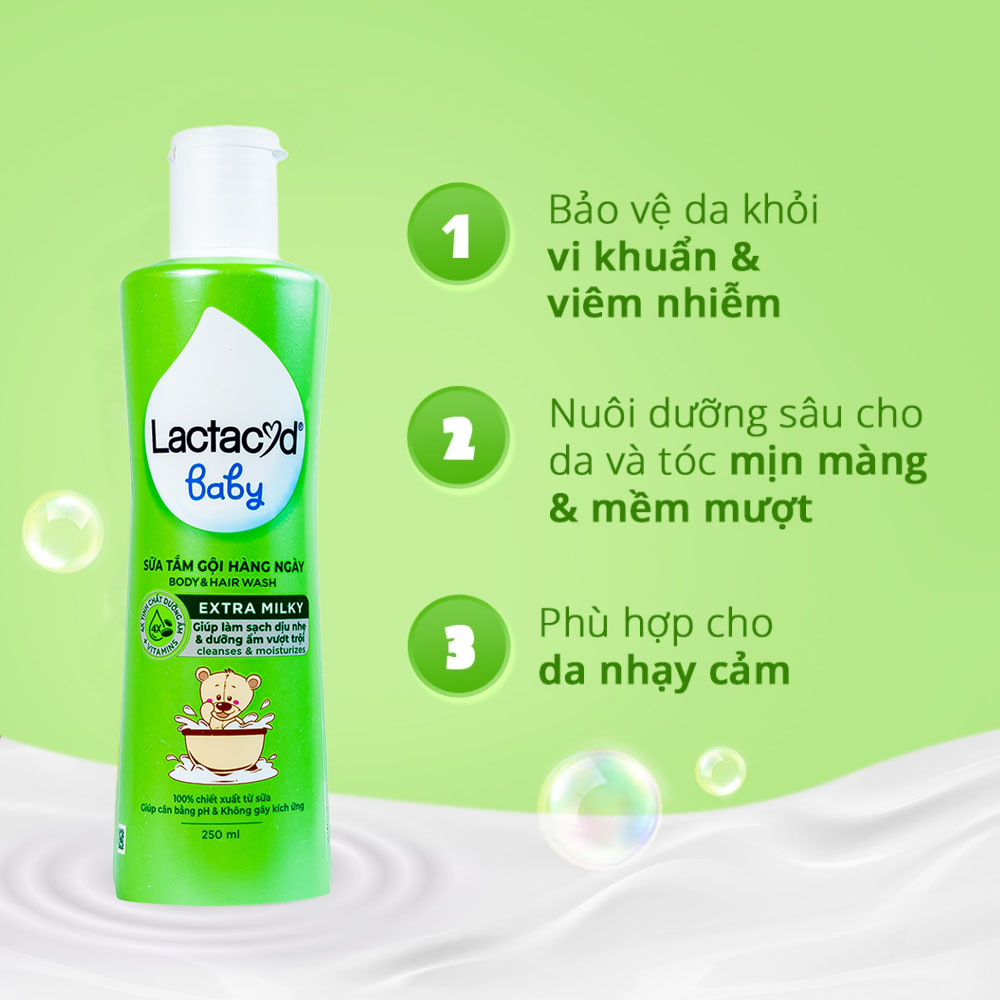 Sữa Tắm Gội Trẻ Em Lactacyd Milky 250ml