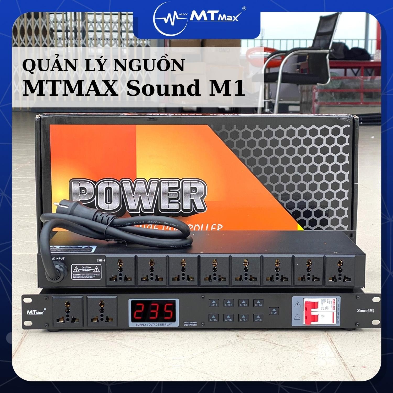 Quản Lý Nguồn MTMAX Sound M1 – 8 Kênh Có Màn Hình Led Bảo Vệ An Toàn Dàn Âm Thanh Và Các Thiết Bị Điện